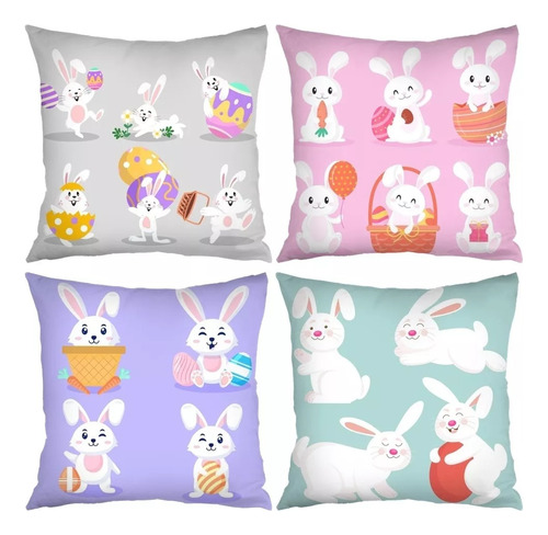 De Conejo De Pascua Funda De Almohada Con Diseño De Huevos