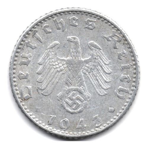 Alemania Tercer Reich 50 Reichspfennig 1943 D Aluminio