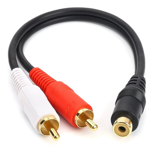 Cable De Audio Estereo Rca Hembra A 2 Macho | 0,2m / Negro