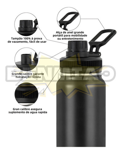 Garrafa Térmica De Água 1200ml 40oz Inox Squeeze Grande