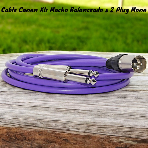 Cable Canon Xlr Macho Balanceado A 2 Plug 6,5mm Violeta