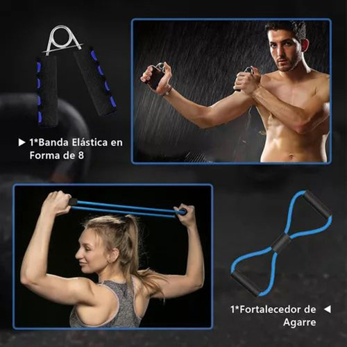 Kit Ejercicio 12 Rodillo Abdominal Barras Push-up Ejercitado