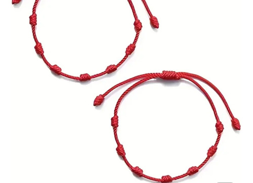 Kit 2 Pulsera De 7 Nudos Rojo Para Parejas 