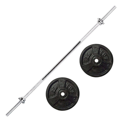 Barra Recta 150cm Promoción Más 50lbs (2x25 Discos) Gimnasio