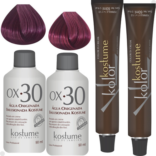 Kit Coloração Kostume Marsala Prime 8.26 + 7.26 + 2x Ox 30