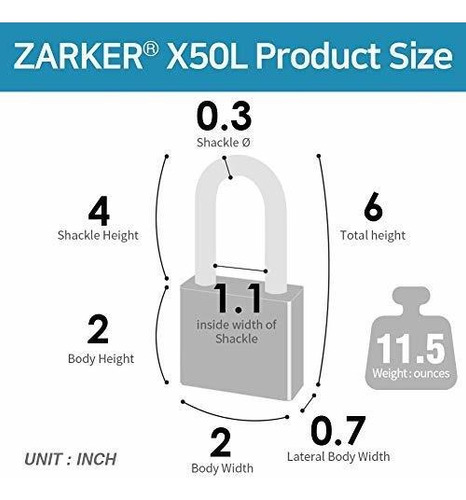 X50l Cerradura Grillete Largo Resistente 4 Digito Para 1