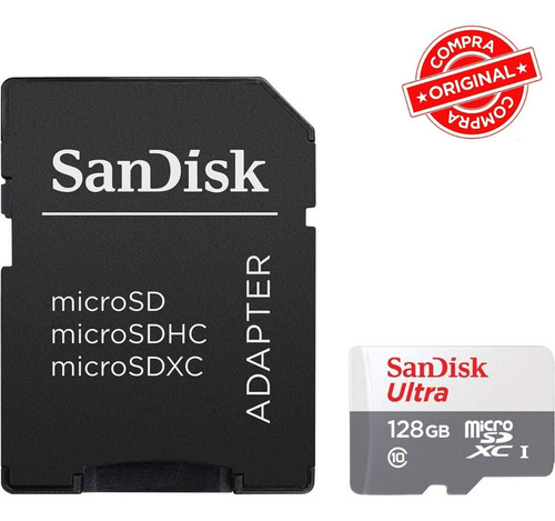 Imagen 1 de 7 de Memoria Micro Sd 128gb Sandisk Clase 10 Full Hd Celular