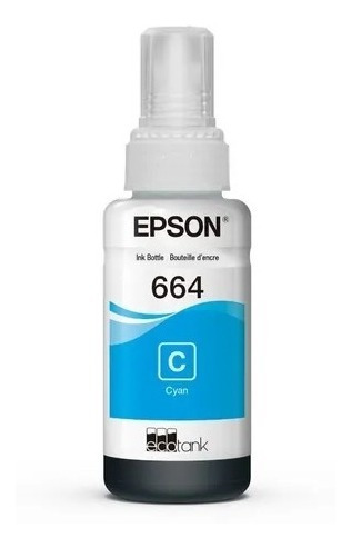 Botella De Tinta Epson T664 Cian - 70 Ml T664220