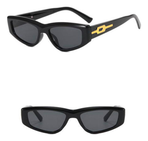 Lentes Gafas Sol Filtro Uv Negras Moda Urbana Aesthetic Oro