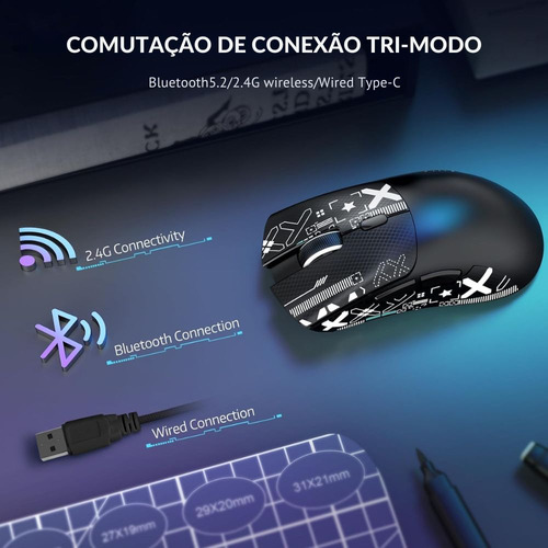 Mouse Gamer Attack Shark Bluetooth R1, 18000 Dpi, Preto