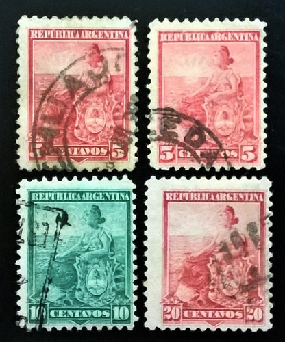 Argentina, Lote 4 Sellos Libertad 1899 Matasellos L12168