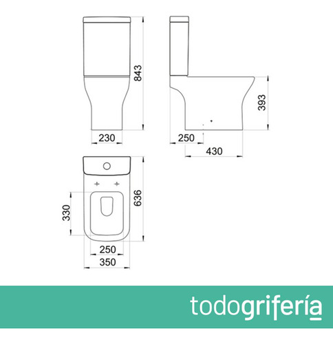 Combo Ferrum Temple Inodoro Largo Y Deposito Dual