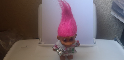 Vintage Russ Pink Hair Floral Dress Gift Troll 18 Cms