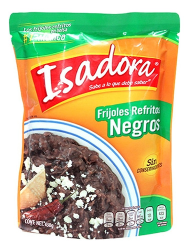 Frijoles Isadora Negros Refritos En Bolsa De 430 Grs