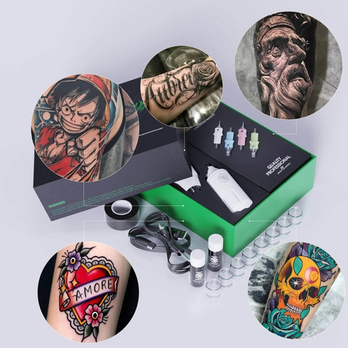 Imagen 6 de 6 de Kit De Tatuaje Pen Dragonhawk S1 Inalámbrica + Accesorios