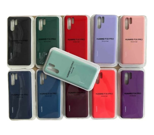 Estuche Forro Goma Silicon Para Huawei P30 Pro + Vidrio Full