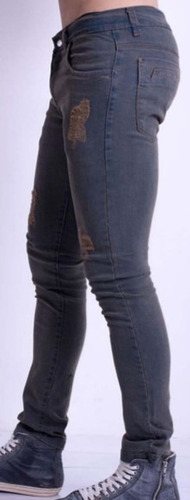 Imagen 2 de 2 de Pantalon Jean Hombre Elastizado Semichupin Rotura Colores