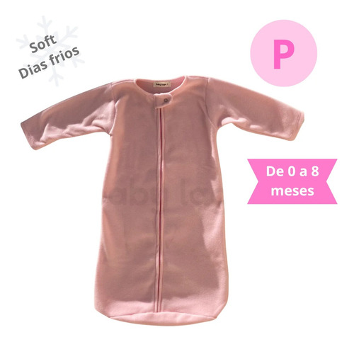 Saco Para Bebê Dormir Protegido Soft C/ Zíper E Manga Rosa P