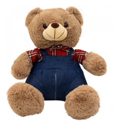 Urso De Pelúcia Com Suspensório E Camisa Quadriculada 31 Cm