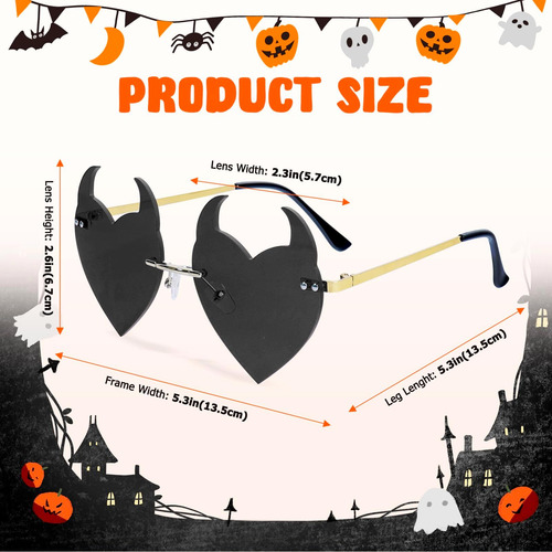 Klfoho Gafas De Sol Con Forma De Corazón Y Orejas De Diablo,