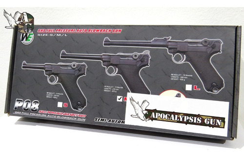 Imagen 2 de 2 de Pistola Airsoft Lugger Negra Larga Full Metal We
