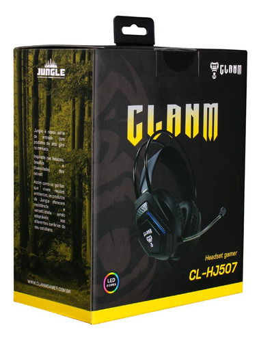 Fone De Ouvido Jungle Cl-hj507 Preto Led 3 Cores Com Fio Usb