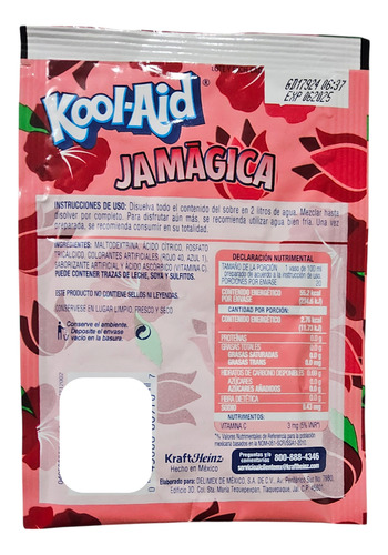 Caja Con 6 Sobres Kool Aid Jamaica Jamágica 15g Rinde 2l C/u
