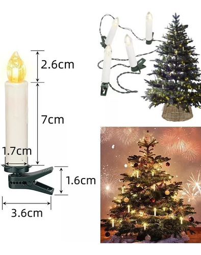 20 Luces Led Navidad Vela Luces Para Árbol De Navidad