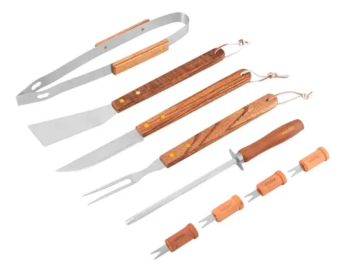 Jogo De Utensílios Para Churrasco Aço Inox 10 Pçs Vonder