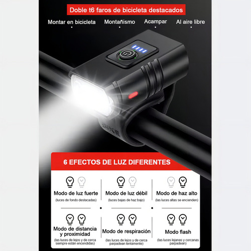 De Luz Bicicleta Usb Recargable Delantera Y Trasera Ipx6