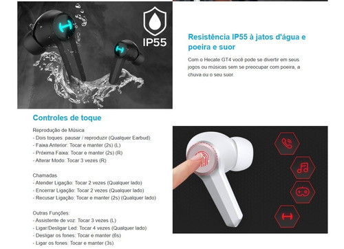 Imagem 5 de 8 de Fone Tws Gamer Gt4 Edifier Bluetooth 5.2 Hecate Original