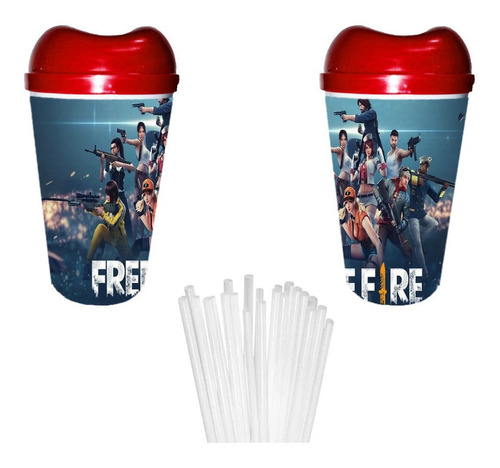 Vaso Pitillo Freefire Sorpresa Piñata Regalo Fiesta