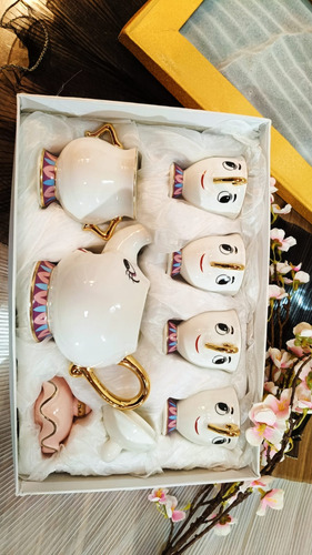 Juego De Té La Bella Y Bestia- Tetera, Tacitas Y Azucarera