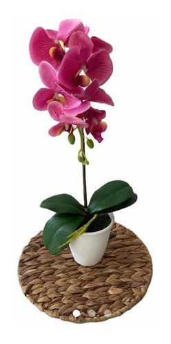 Orquídea Artificial Con Maceta Blanca 50 Cms Vs Colores