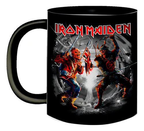 Caneca De Porcelana Presente Fã Iron Maiden Eddie Vs Samurai