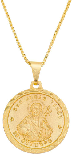 Tudo Jóias Collar Unisex De San Judas Tadeo Chapado En Oro D