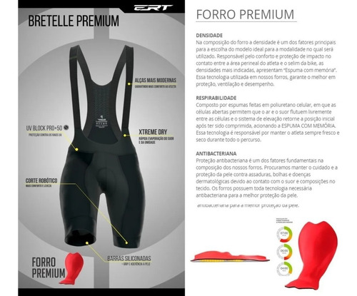 Imagem 7 de 9 de Bretelle Premium Forro Premium Ert Preto Liso 10 Horas Pedal