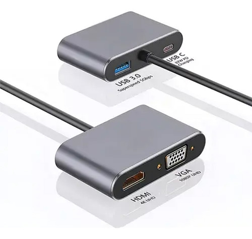 Adaptador Usb C Hdmi Tipo C A Hdmi 4k Usb3.0 Vga 4 En 1