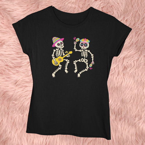 Blusa Playera Casual Mujer Calaveras De Fiesta Halloween