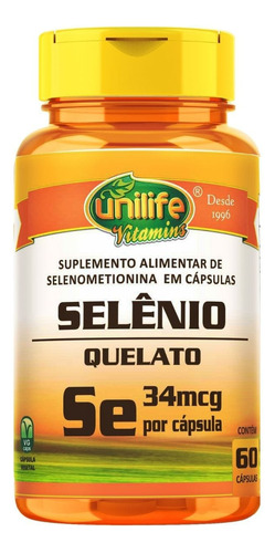 Suplemento De Selenio Quelato Unilife 60 Caps