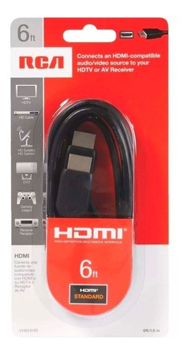 Imagen 2 de 4 de Cable Hdmi De 1,8 Metros Vh6hhr 1080p Hd Audio Video