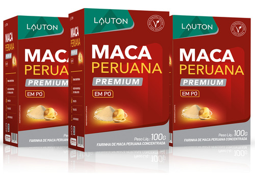 Kit 3 Potes De Maca Em Pó - Lauton Sabor Neutro