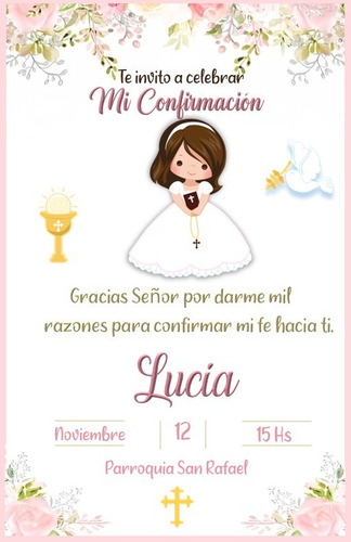 Kit Imprimible Personalizado - Confirmación / Comunión Rosa