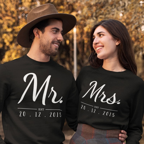 Imagen 2 de 5 de Dúo Sudaderas De Pareja Personalizadas- Mr&mrs- Aniversario