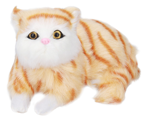 Peluche Acostado Con Estampado Amarillo De Simulación De Gat