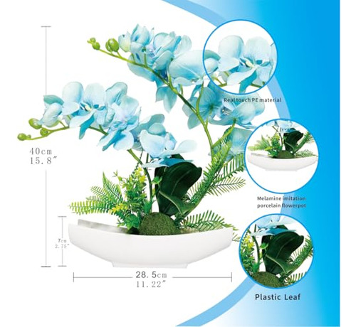 15,8 Orquídeas Altas Orquídea Azul Flores Artificiales, Or