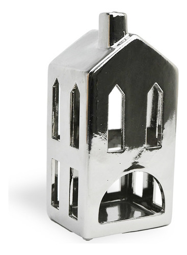 Candelabro Casa Cerámica P Vela Plata Deco Navidad Navideño