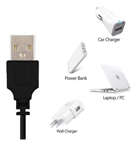 Carregador Cabo Para Massageador Preto Portátil Usb P1 Dc 1