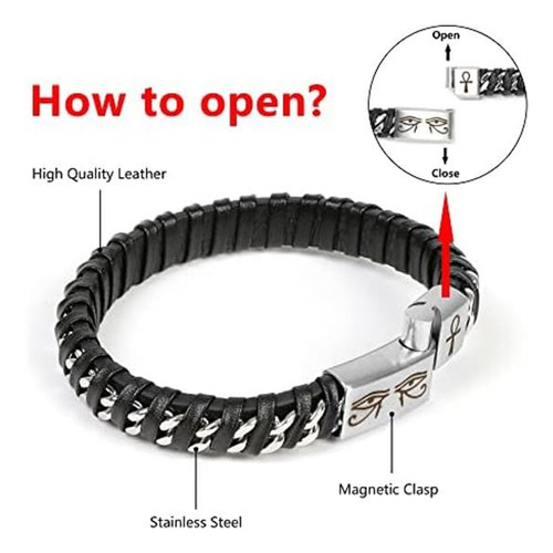 Krfitya Pulsera De Cuero Trenzado, Ojo Egipcio De Horus Ankh
