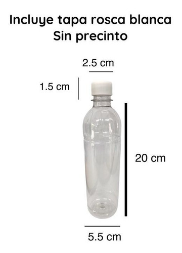 Imagen 2 de 10 de Envase 500 Cc Pet Cristal Base Plana Tapa Rosca X 160 Unid.